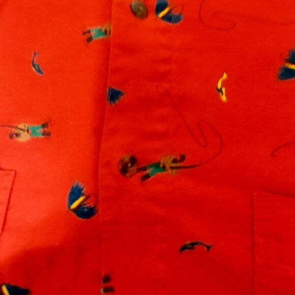 Nautica Mens Red Fishing Shirt  Sz M  Pointed Collar Long Sleeves Button Down - Picture 8 of 9